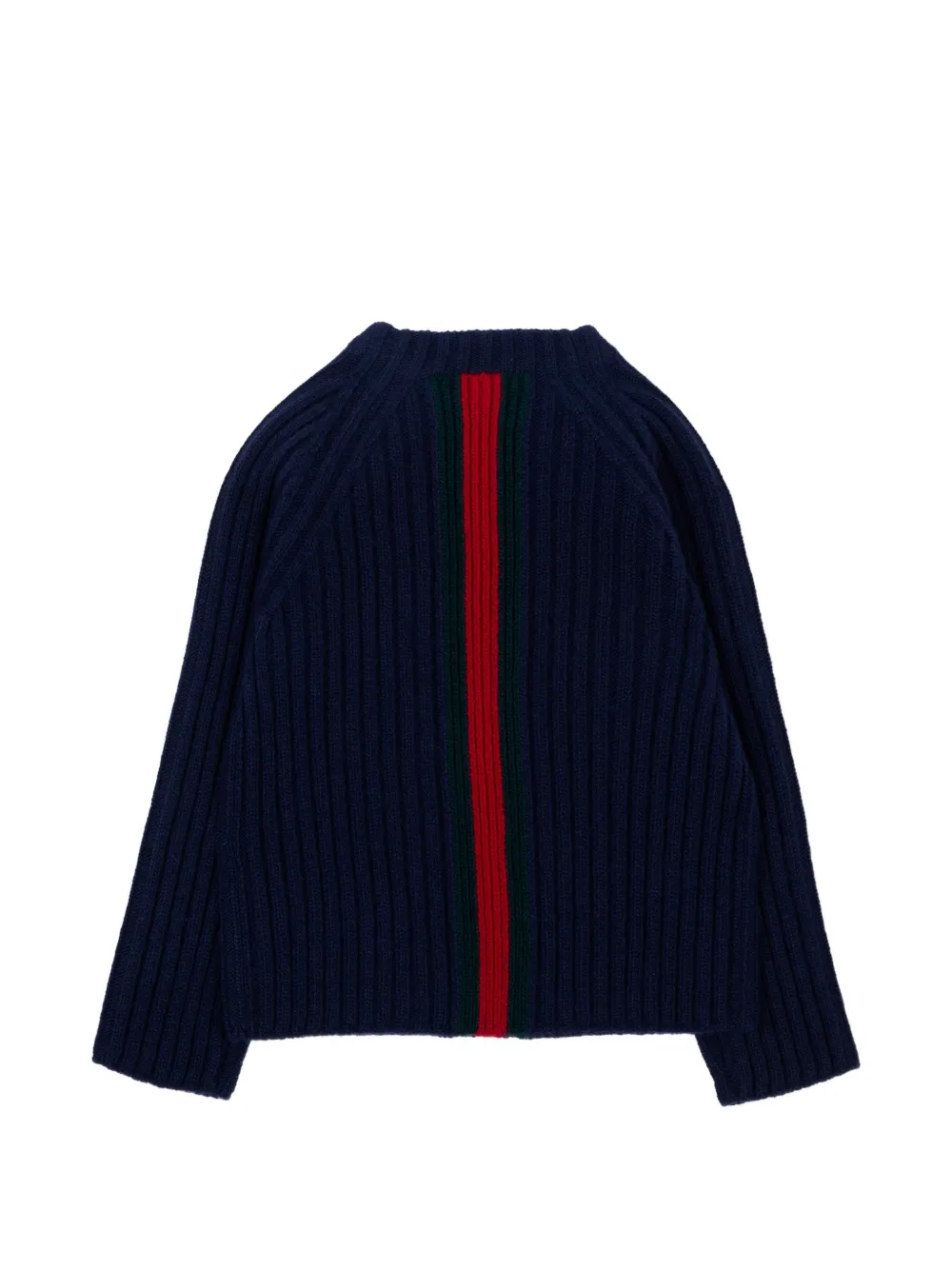 Gucci Kids Ribgebreide trui met Web-streep Blauw