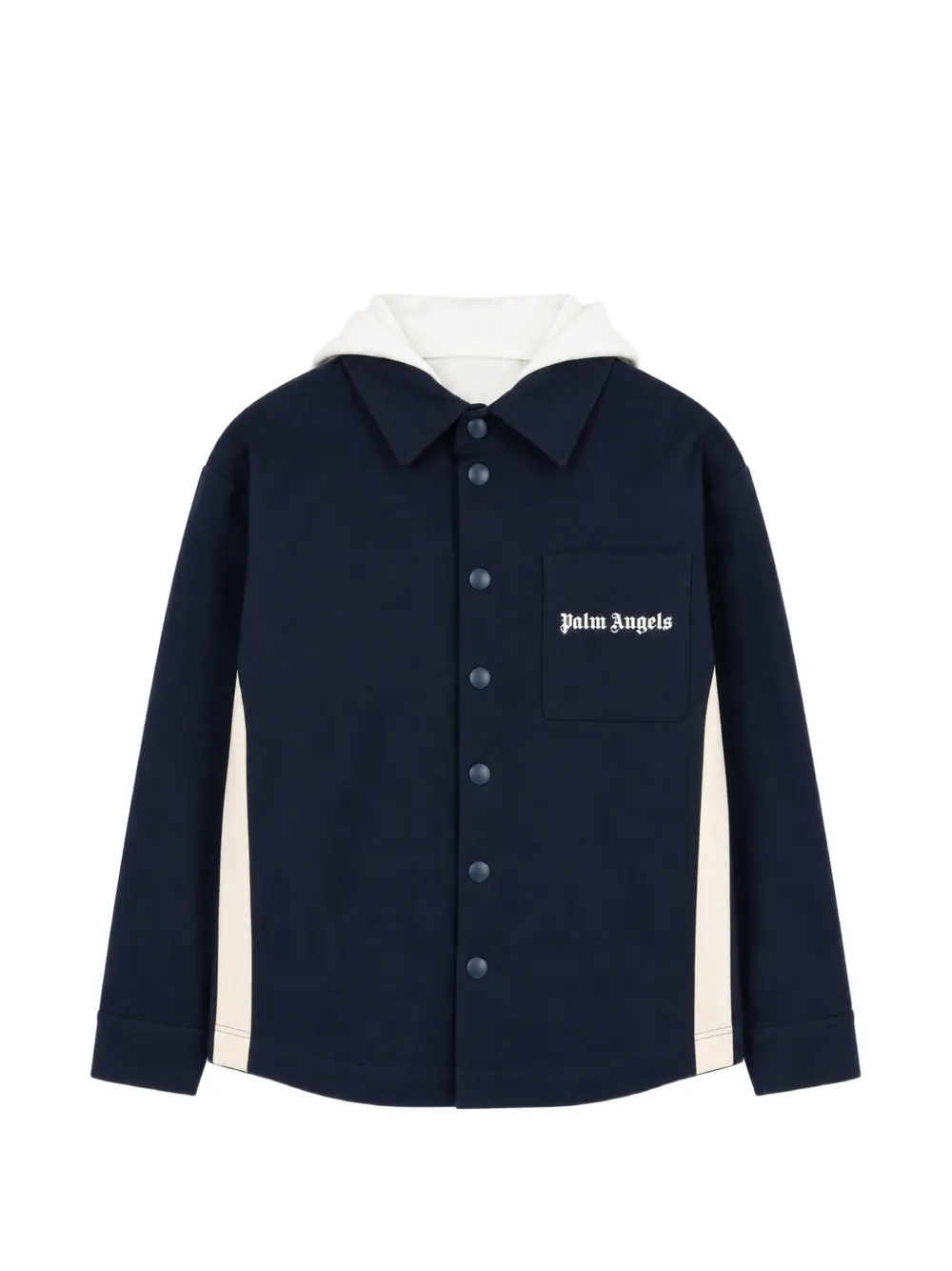 Palm Angels Kids logo-print panelled hooded shirt - Blau
