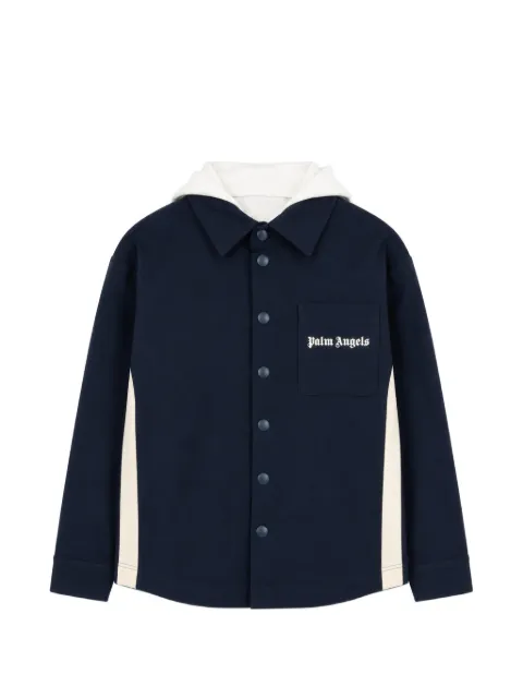Palm Angels Kids logo-print panelled hooded shirt