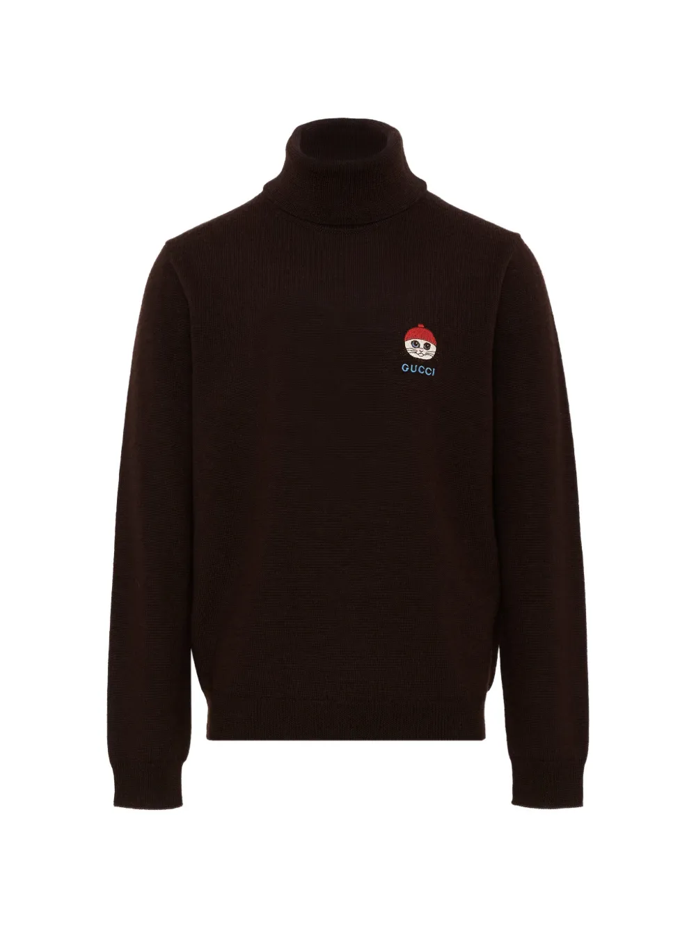 Gucci Kids embroidered roll-neck sweater - Braun