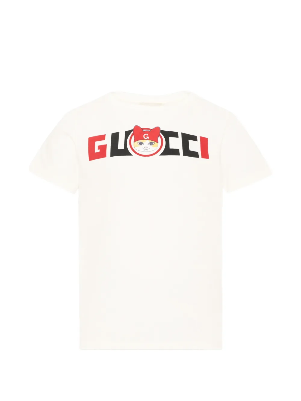 Gucci Kids cat-print logo-print T-shirt - Nude