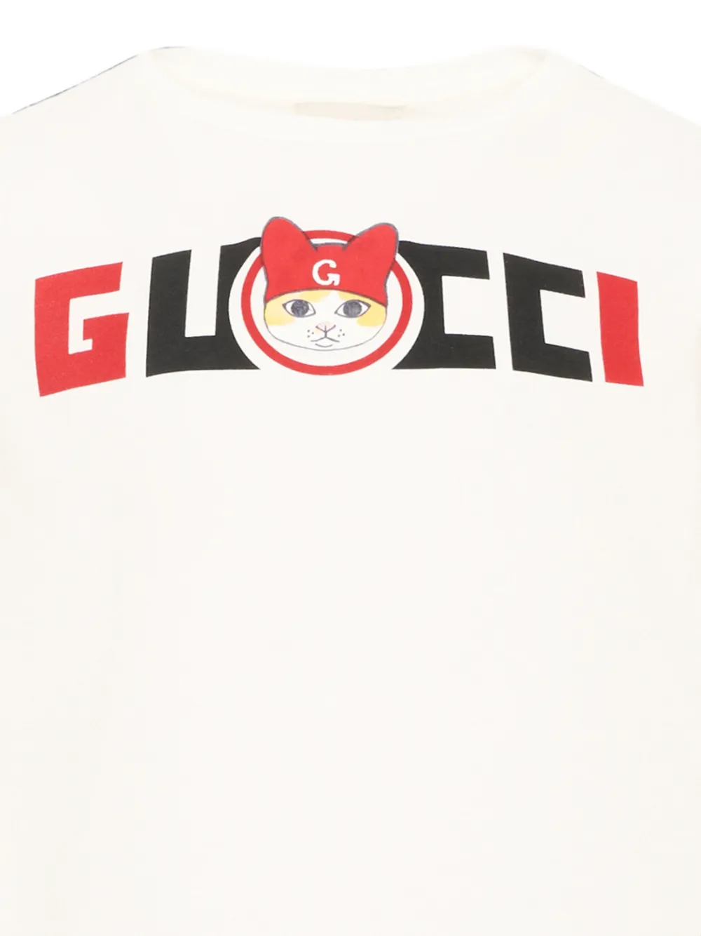 Gucci Kids T-shirt met logoprint en kattenprint Beige