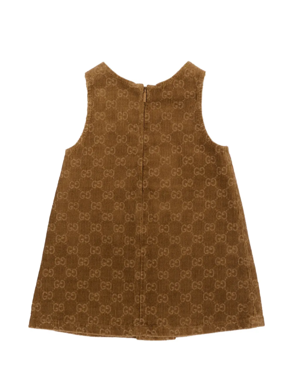 Gucci Kids Ribfluwelen jurk met GG-monogram Bruin