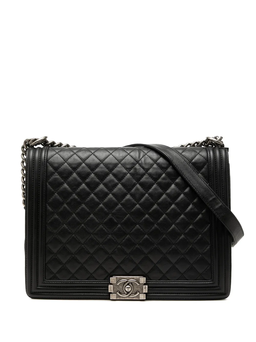 CHANEL Pre-Owned 2012-2013 Large Quilted Lambskin Boy Flap crossbody bag - Nero