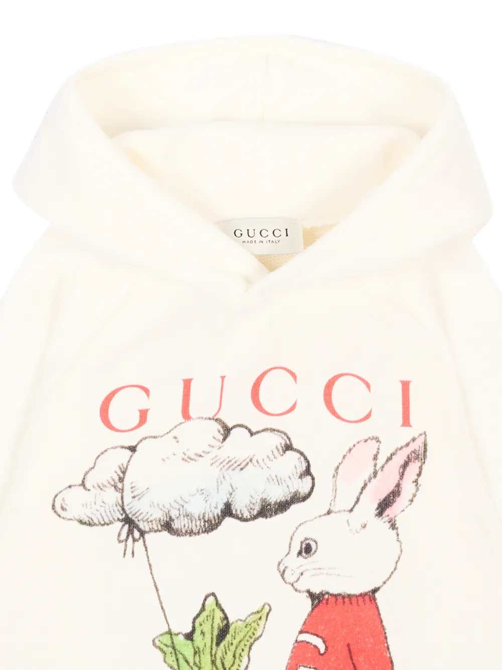 Gucci Kids Hoodie met konijnenprint en logoprint Beige