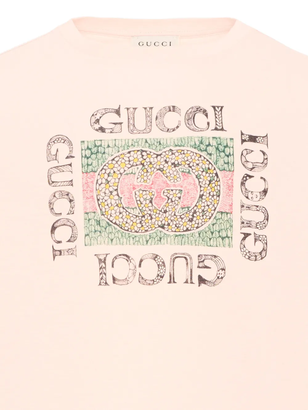 Gucci Kids T-shirt met logoprint Beige