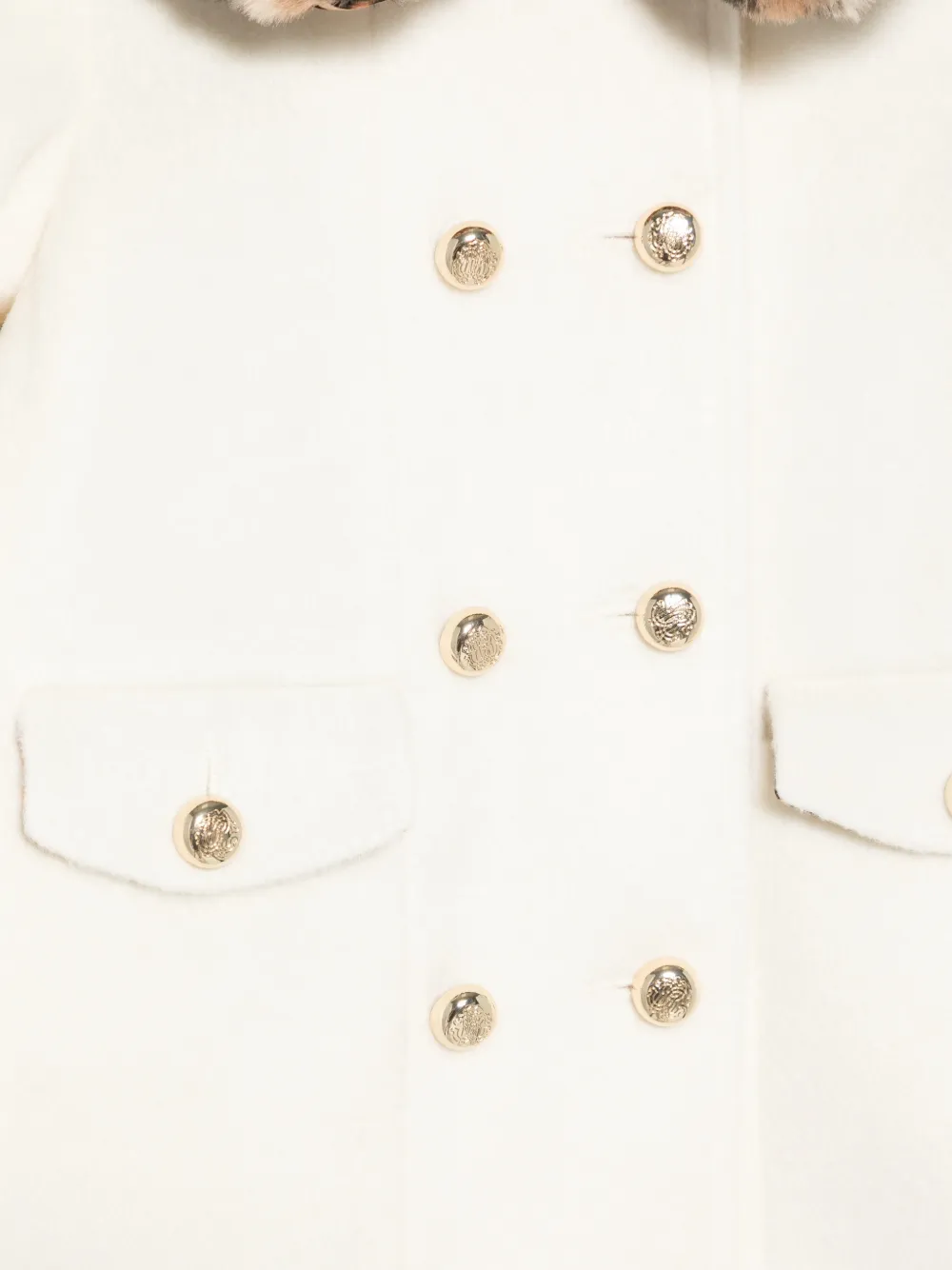 Roberto Cavalli Junior Jas met dubbele rij knopen en luipaardprint Wit
