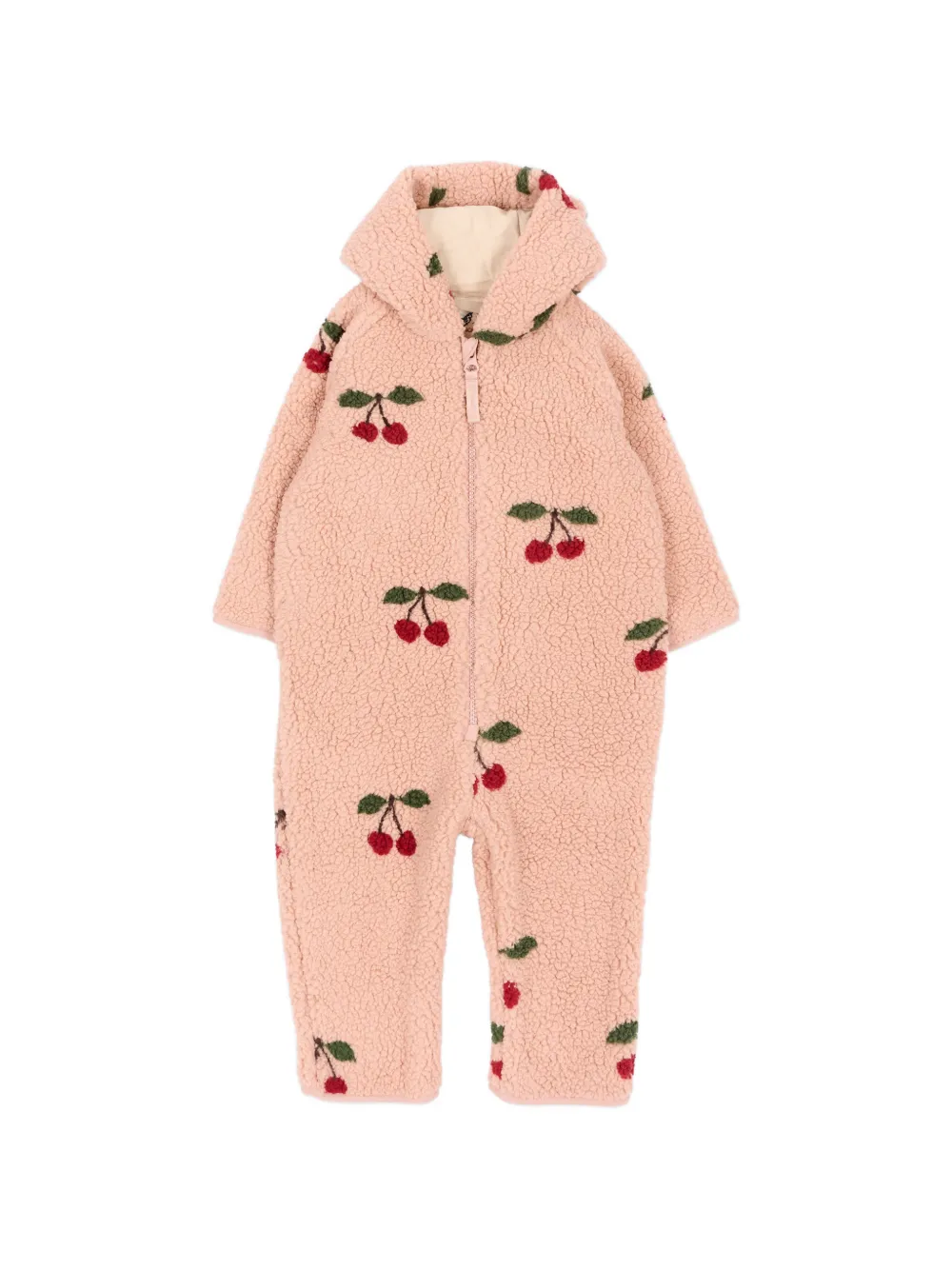 Konges Sløjd cherry-embroidered teddy-fleece romper - Rosa