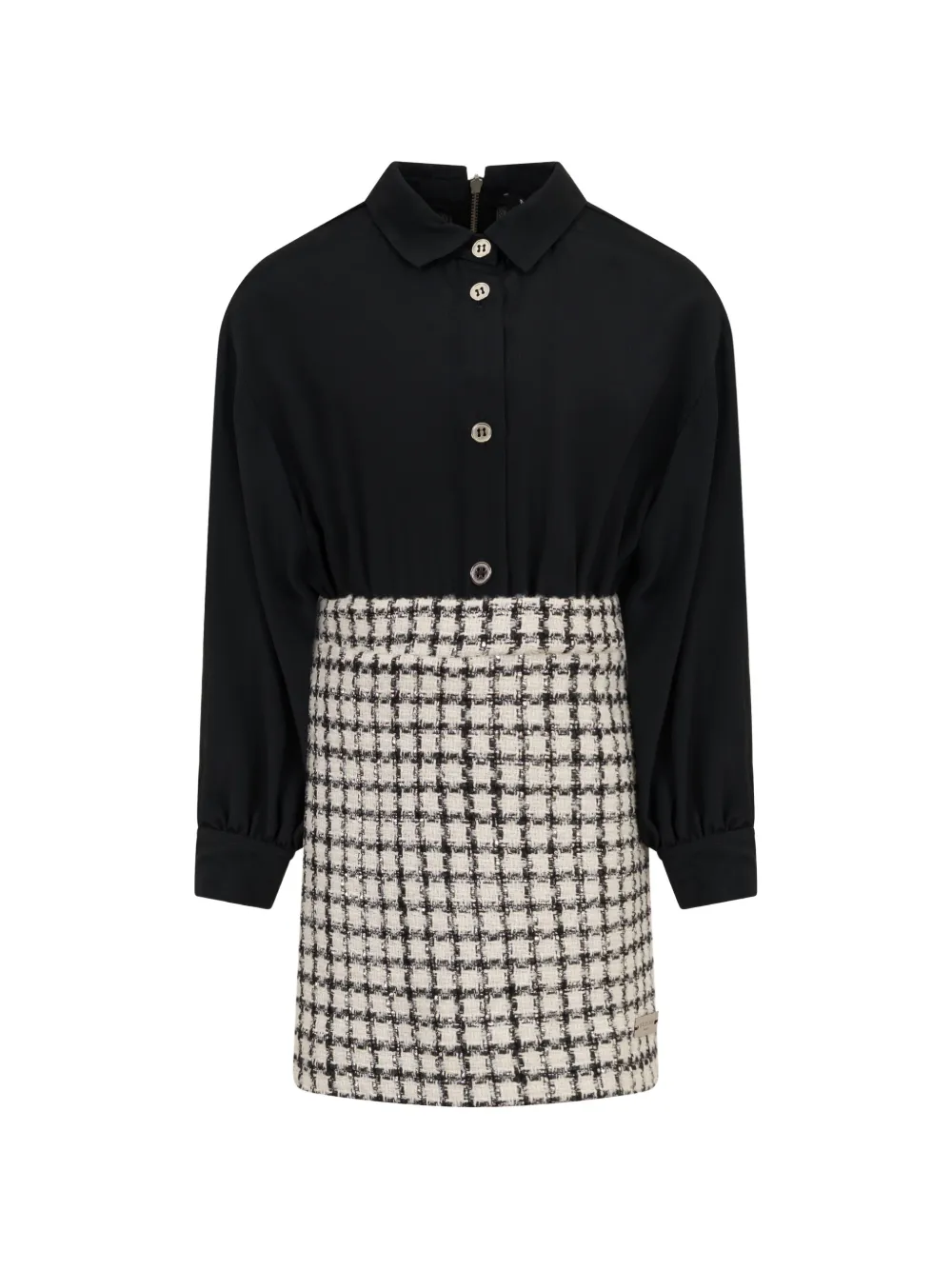 Balmain Kids houndstooth-patterned shirt dress - Schwarz