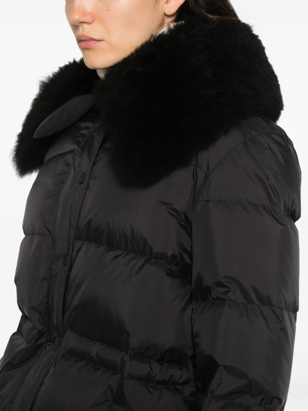 Yves Salomon fur-trim shawl-collar jacket Zwart