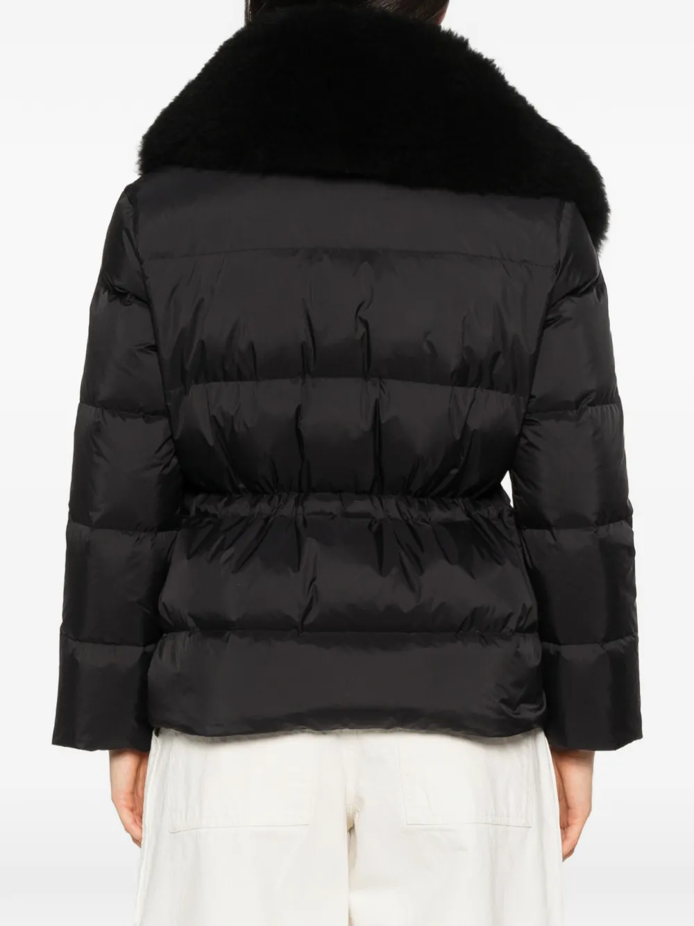 Yves Salomon fur-trim shawl-collar jacket Zwart