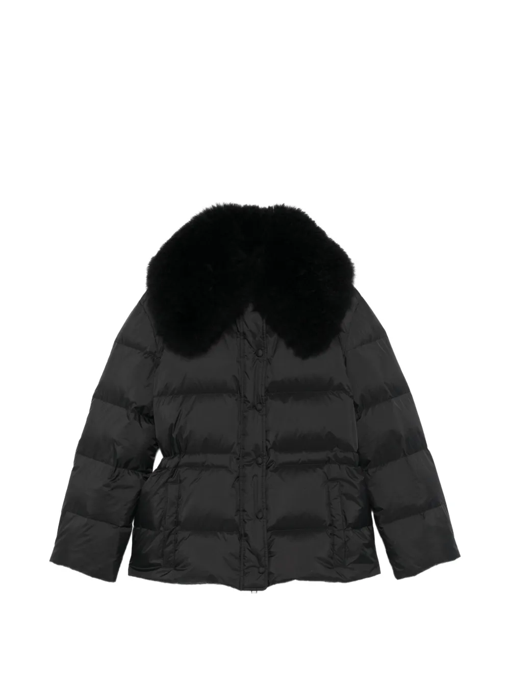 Yves Salomon fur-trim shawl-collar jacket - Schwarz