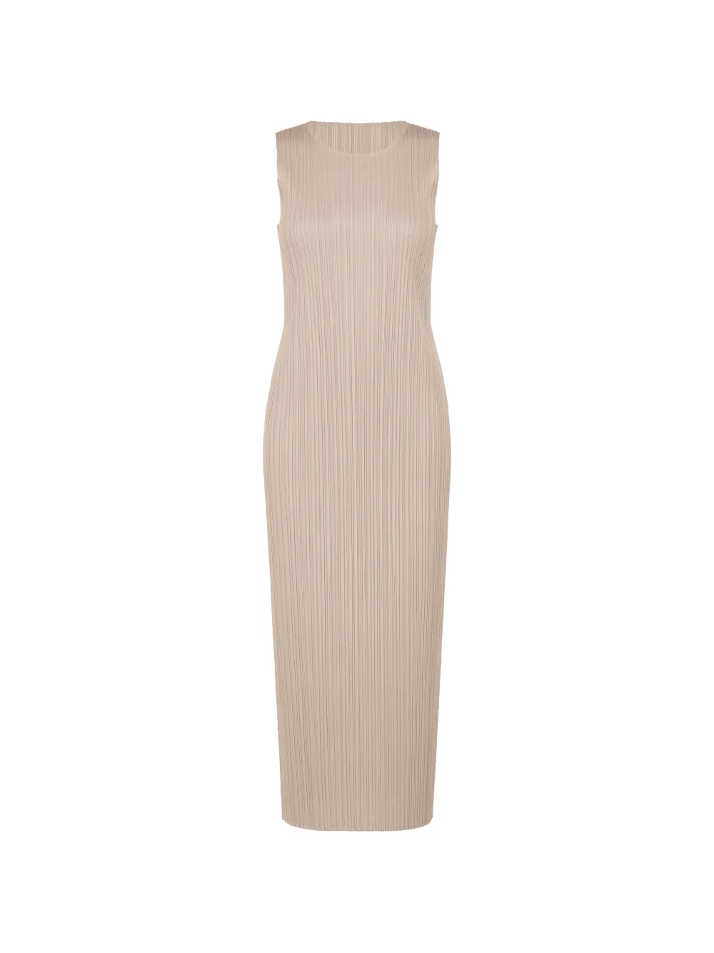 Pleats Please Issey Miyake pleated sleeveless midi dress - Toni neutri