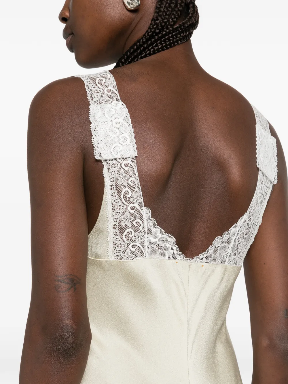 Forte lace-trim satin maxi dress Beige