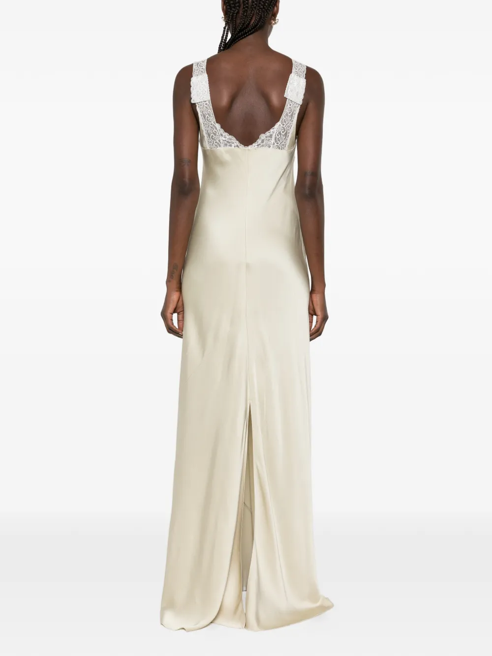 Forte lace-trim satin maxi dress Beige