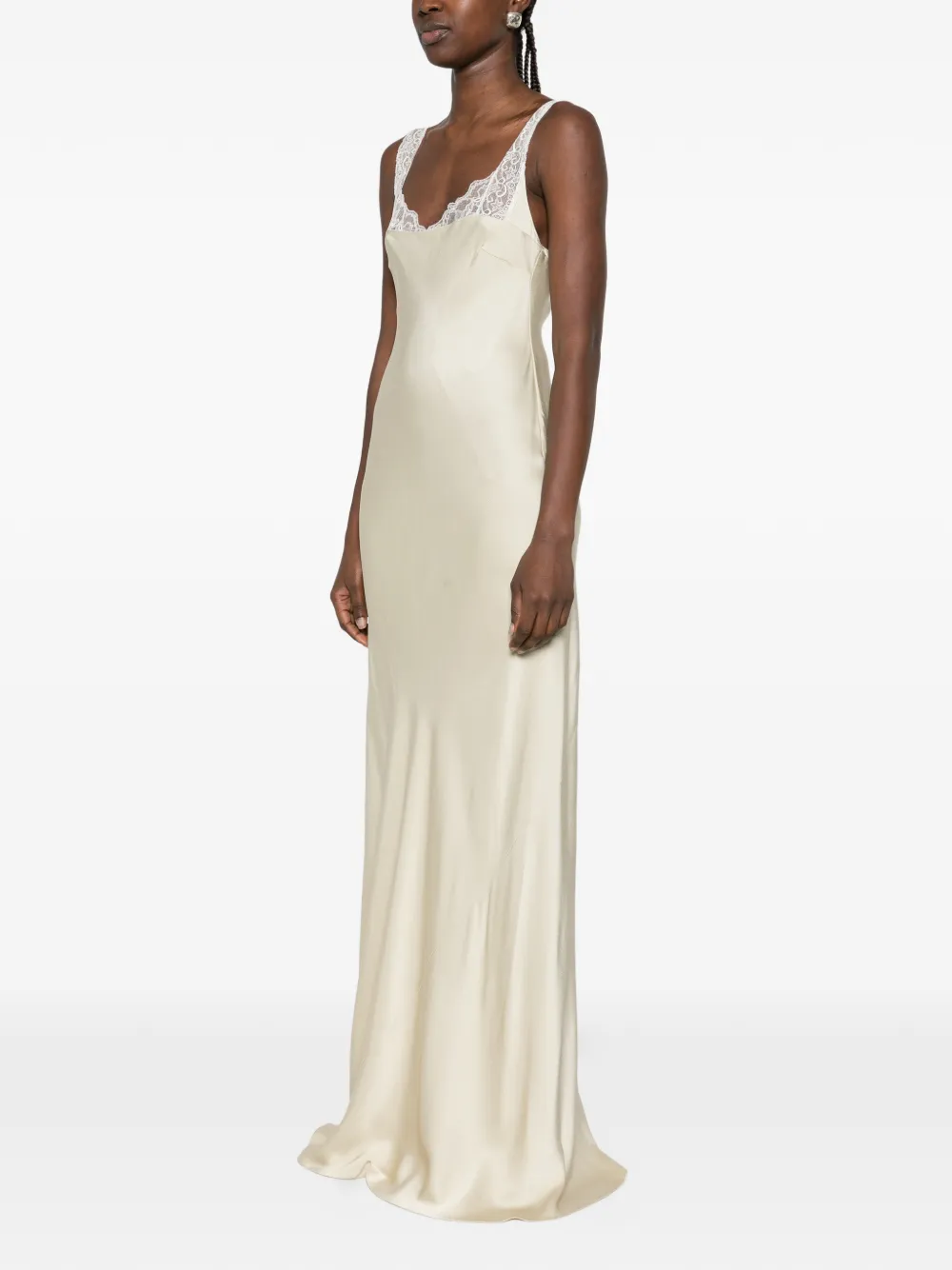 Forte lace-trim satin maxi dress Beige