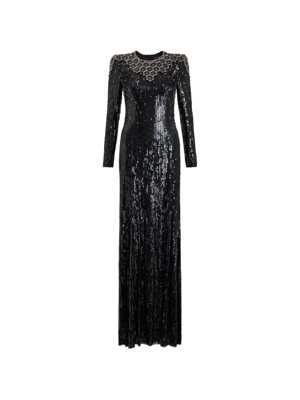 Jenny Packham sequin-embellished crystal-embroidery dress Zwart