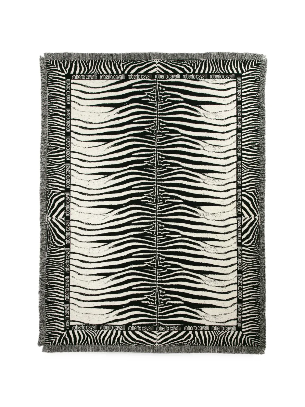 Roberto Cavalli Home Zebra-print fringed throw Wit