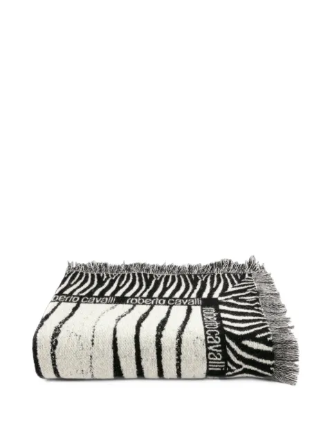 Roberto Cavalli Home frazada con estampado Zebra y flecos