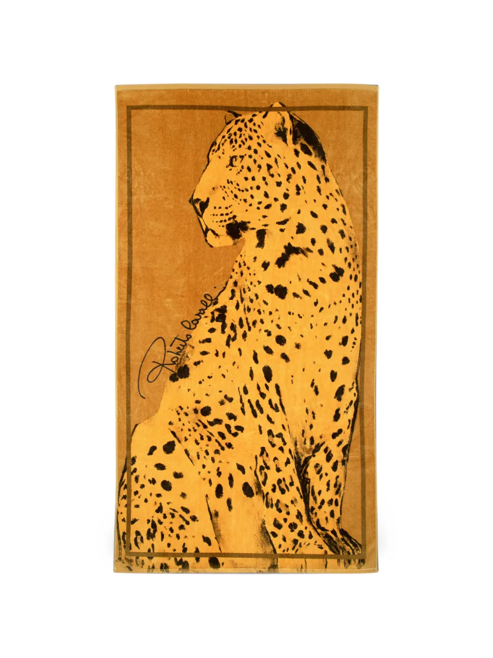 Roberto Cavalli Home Big Cat beach towel Geel