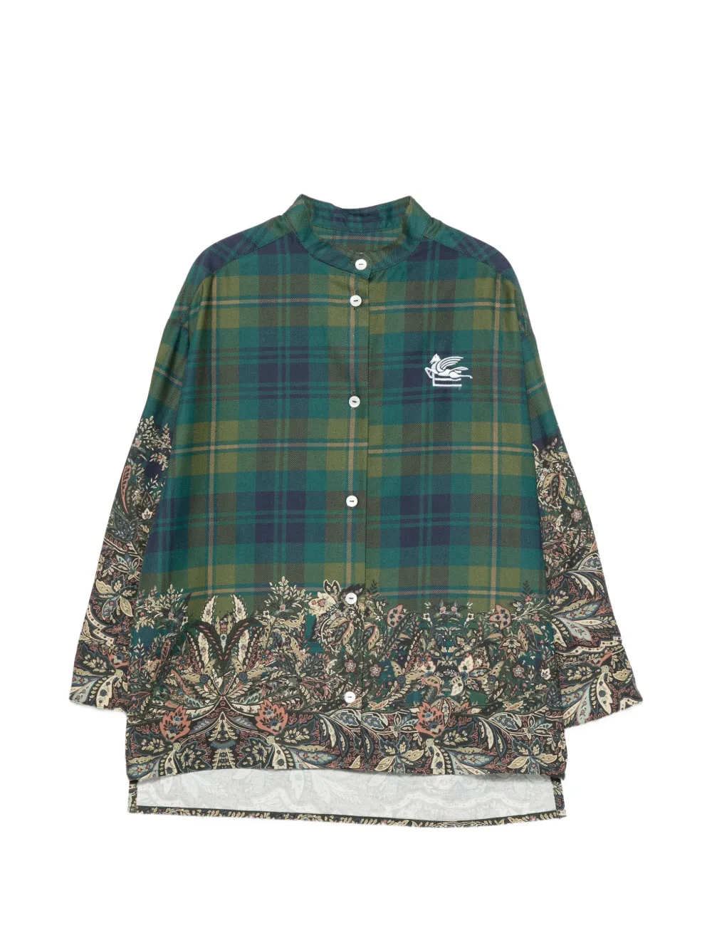 ETRO KIDS checked Paisley shirt - Verde