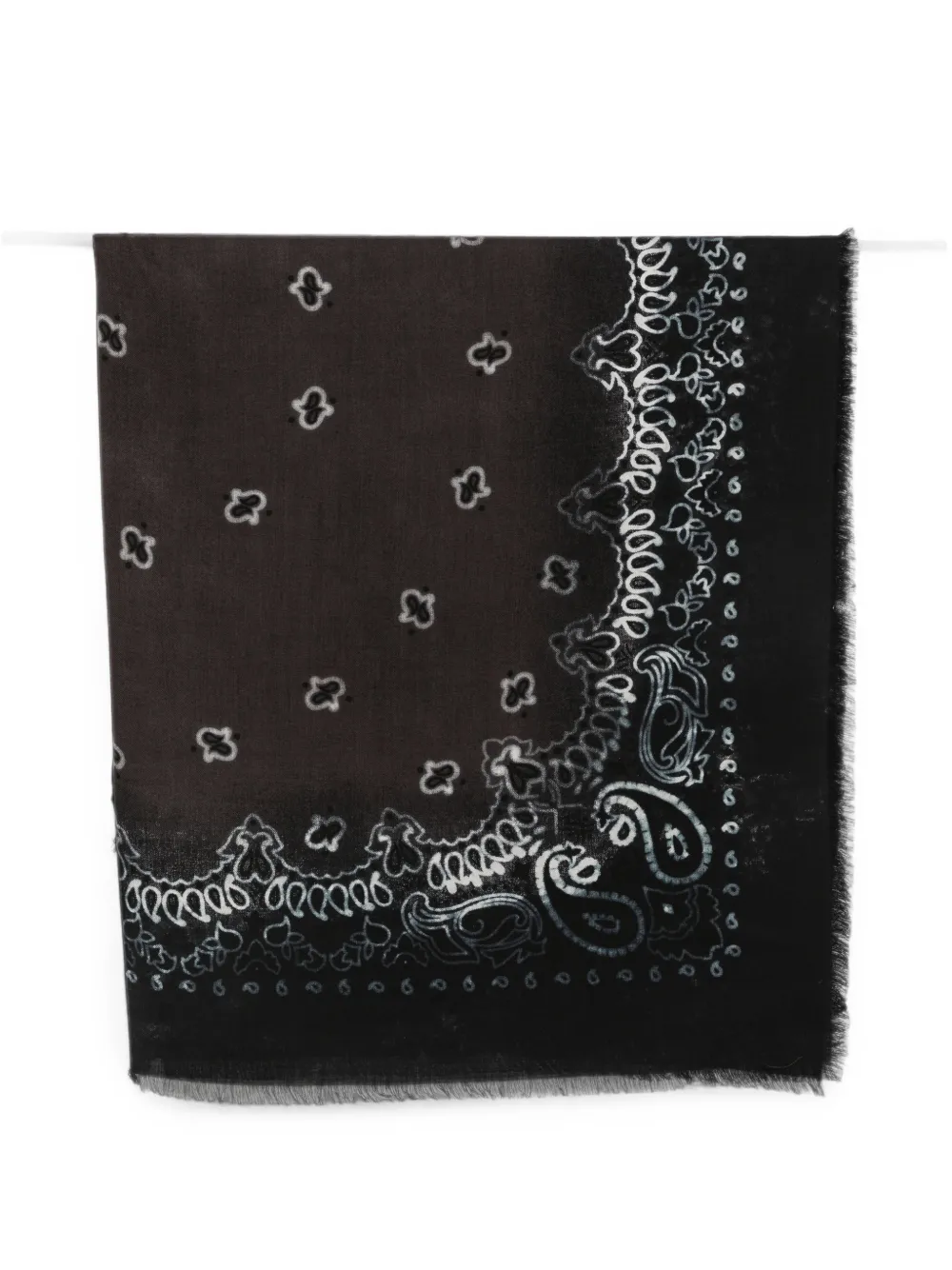 Destin paisley-print frayed-detail scarf - Schwarz