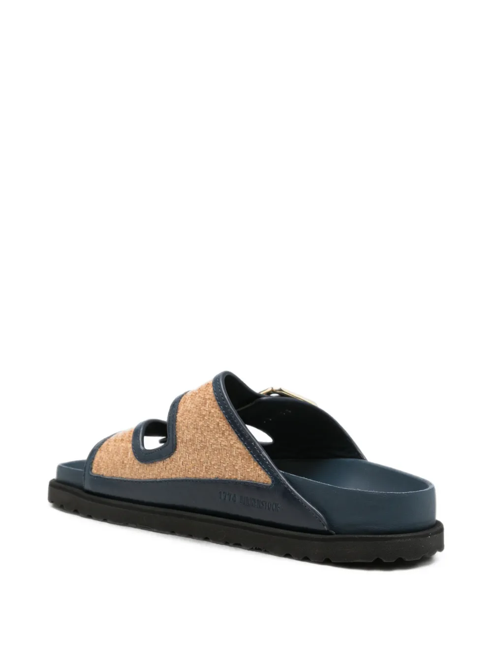 Birkenstock buckle-fastening raffia-effect sandals Beige