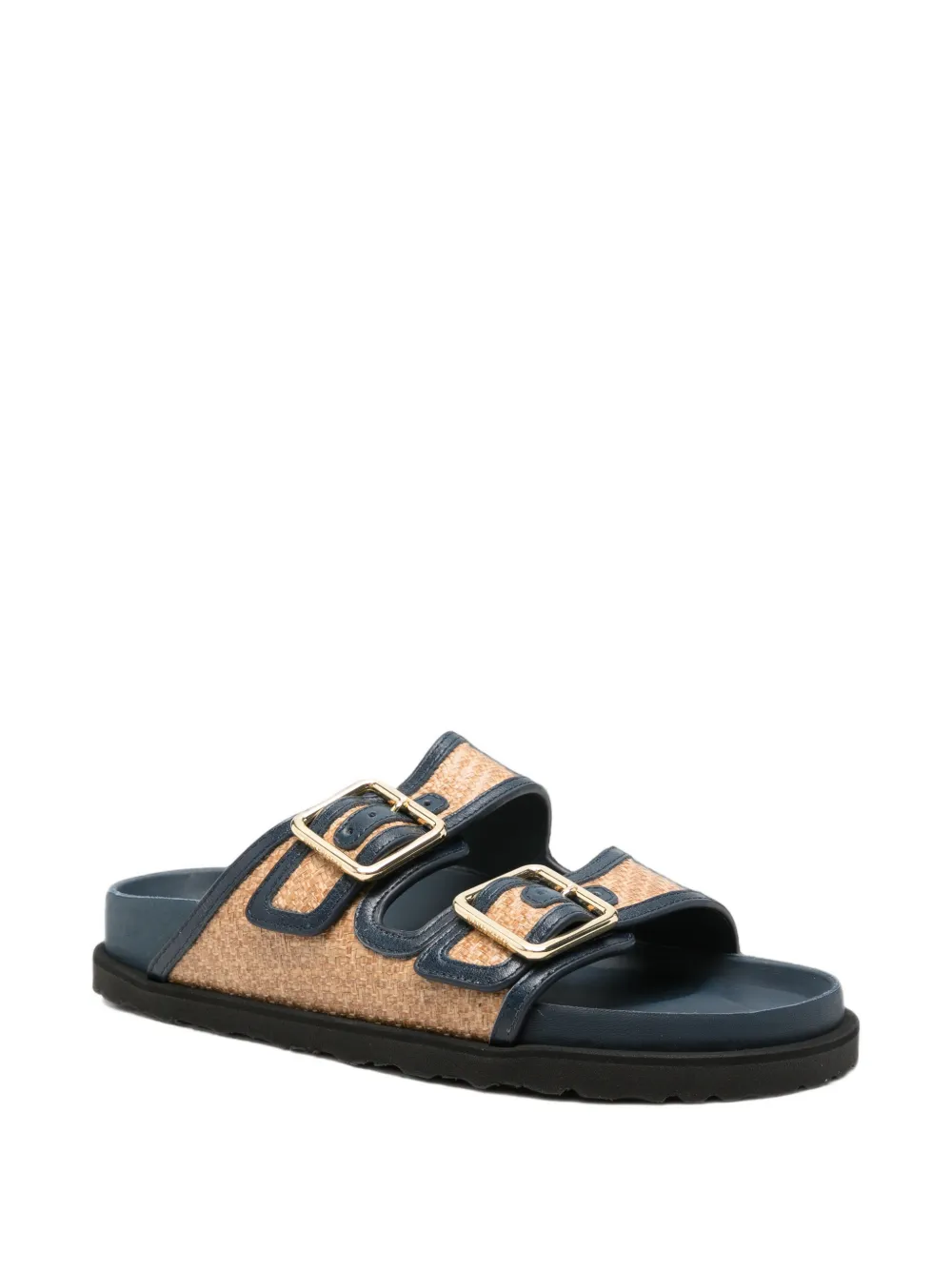 Birkenstock buckle-fastening raffia-effect sandals Beige