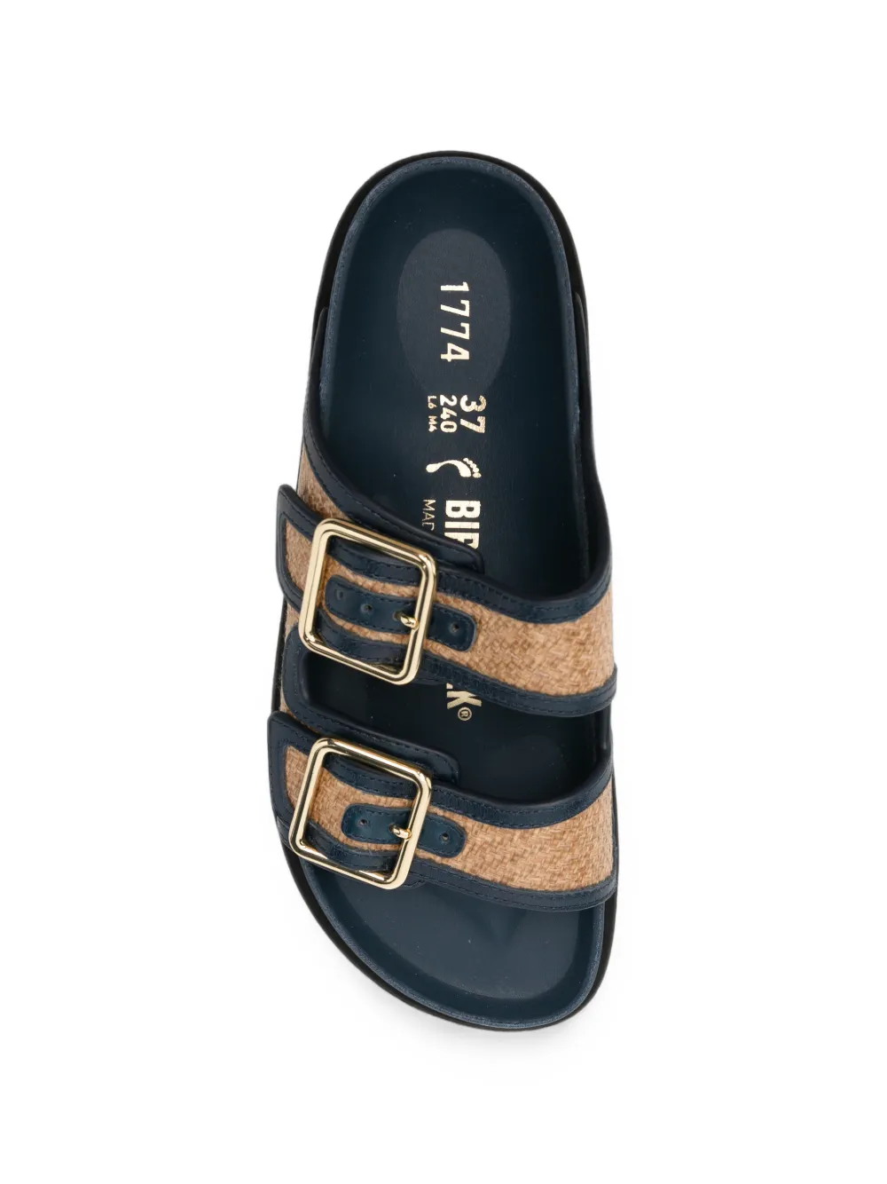 Birkenstock buckle-fastening raffia-effect sandals Beige