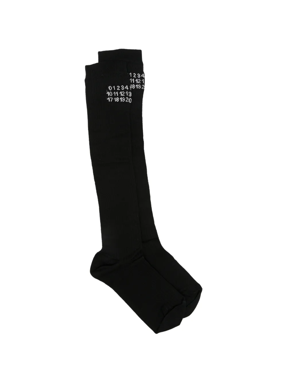 MM6 Maison Margiela numeric-logo knee-high socks - Nero