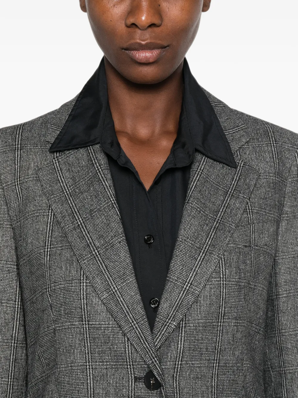 Emporio Armani check-pattern single-breasted blazer Grijs