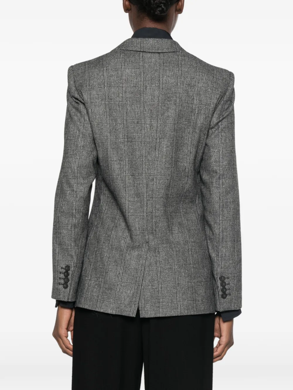 Emporio Armani check-pattern single-breasted blazer Grijs