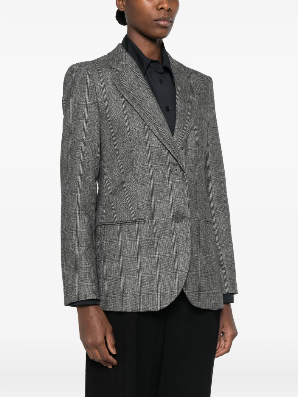 Emporio Armani check-pattern single-breasted blazer Grijs