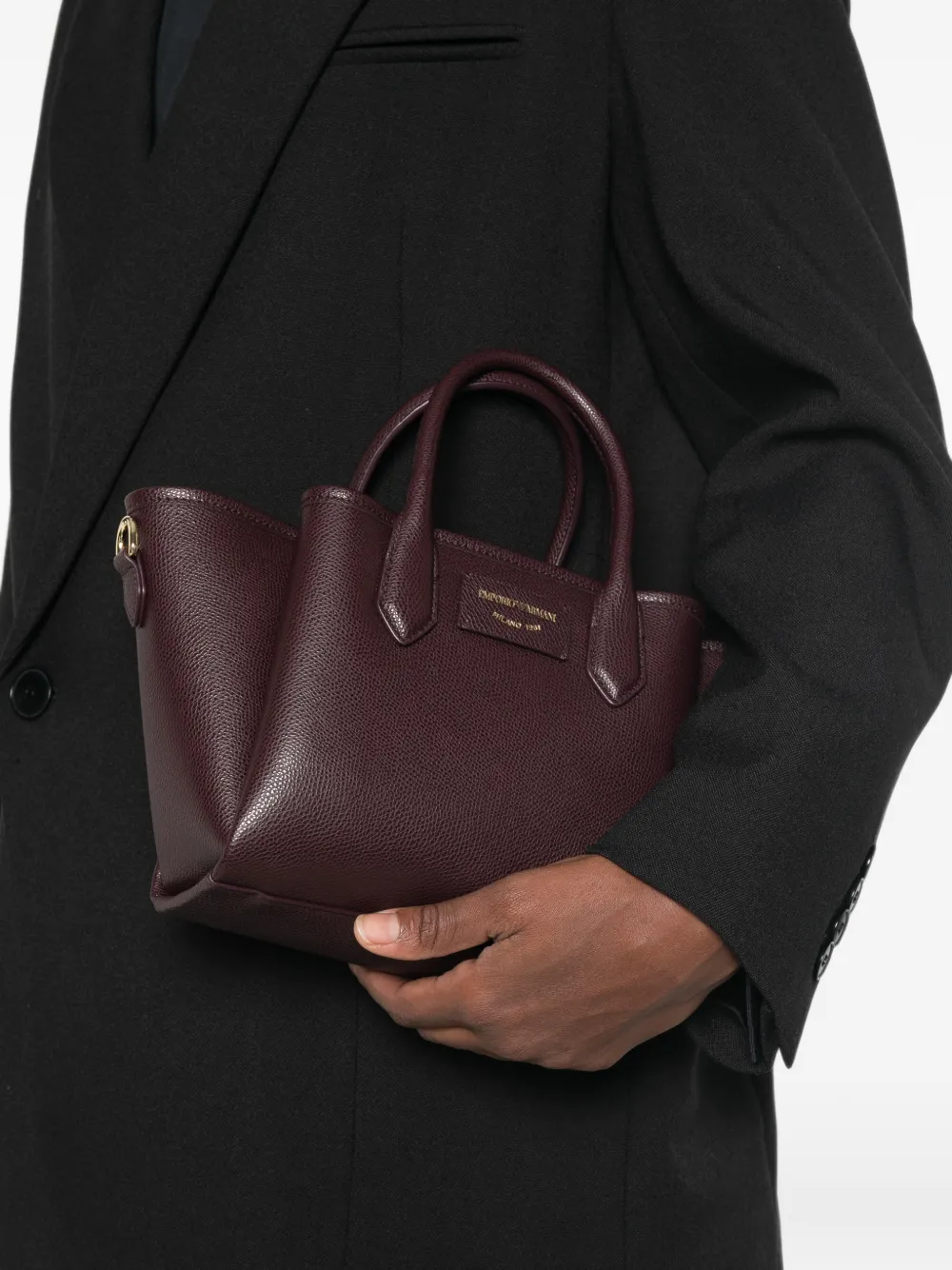 Emporio Armani Shopper van bewerkt leer Rood
