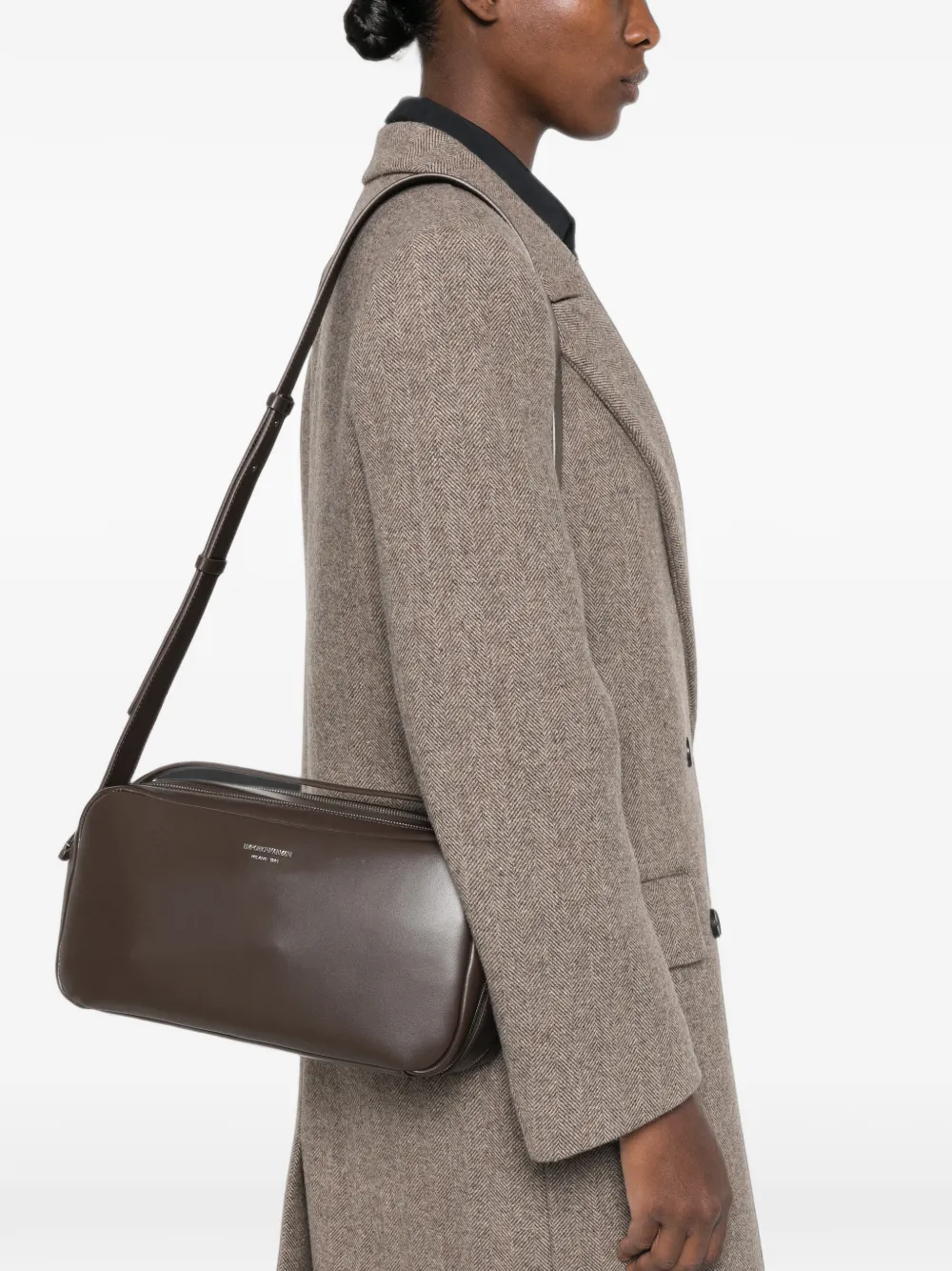 Emporio Armani Schoudertas met logoprint Bruin