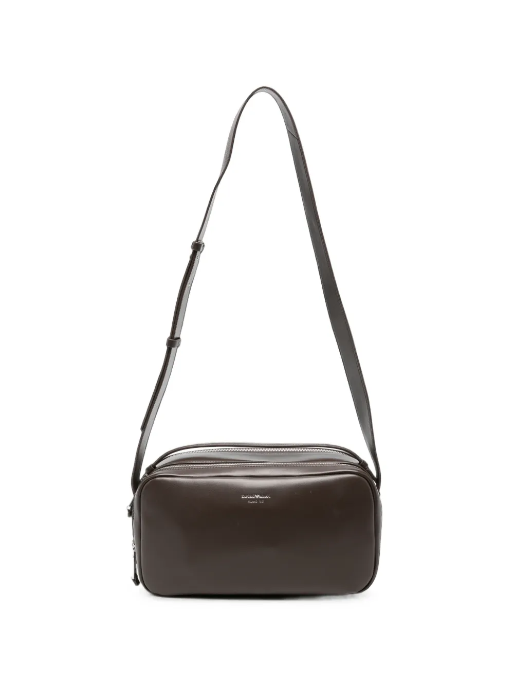 Emporio Armani logo-print leather shoulder bag - Marrone