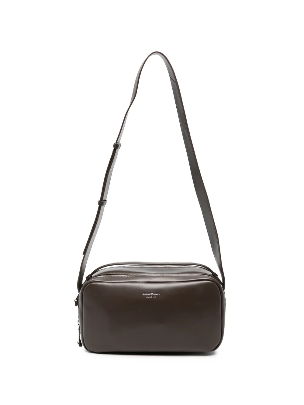 Emporio Armani logo-print leather shoulder bag - Marrone