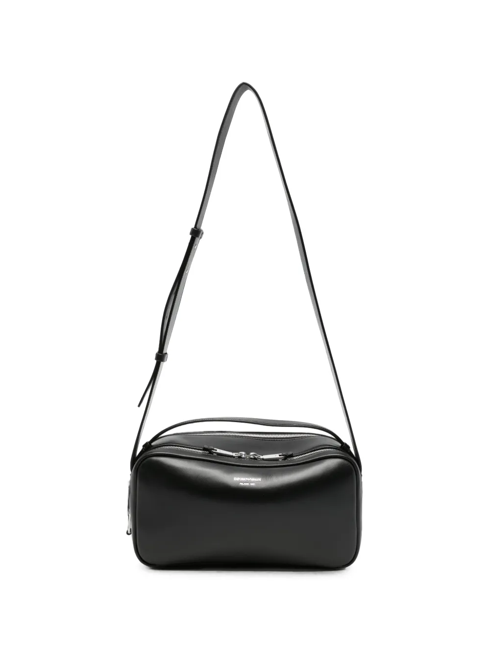 Emporio Armani logo-stamp leather shoulder bag - Nero