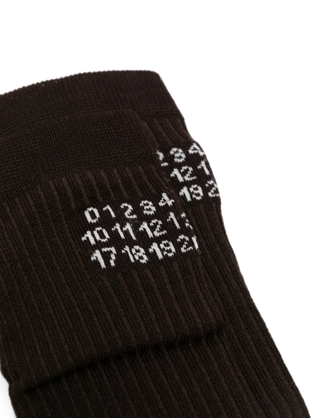 MM6 Maison Margiela Geribbelde sokken met logoprint Bruin
