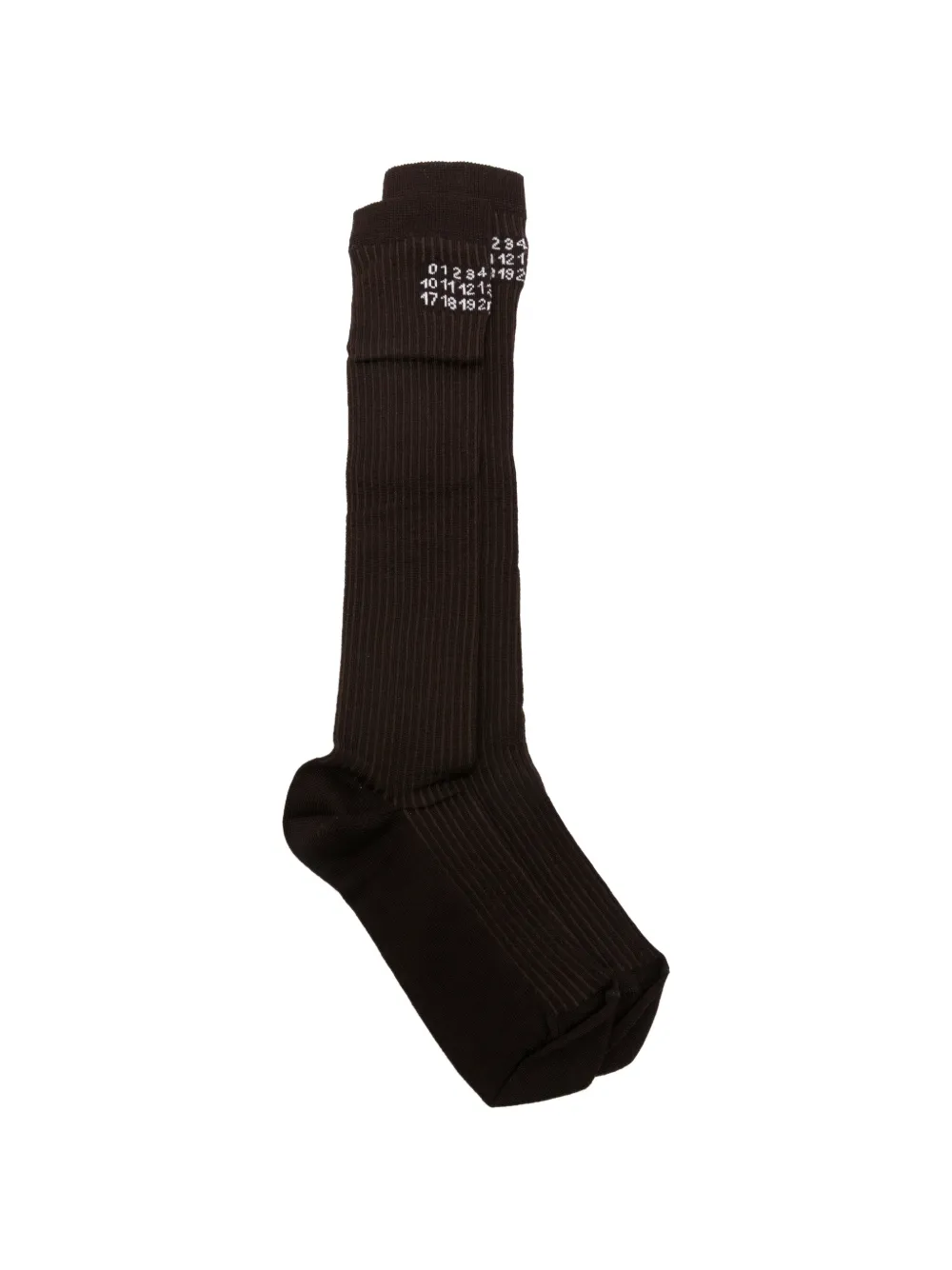 MM6 Maison Margiela logo-print ribbed socks - Marrone