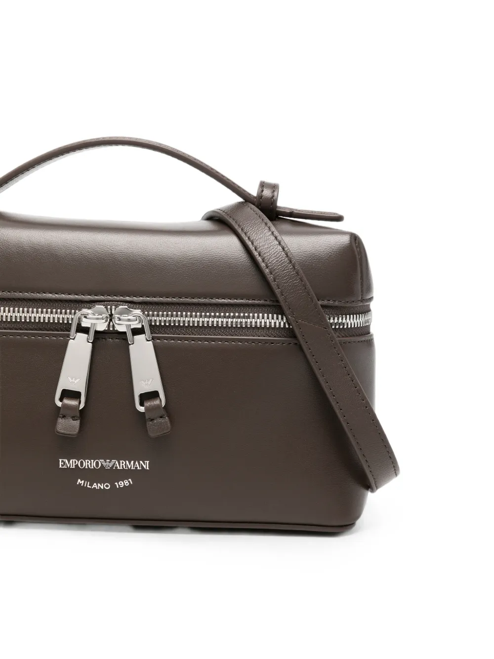 Emporio Armani Schoudertas met logoprint en rits Bruin