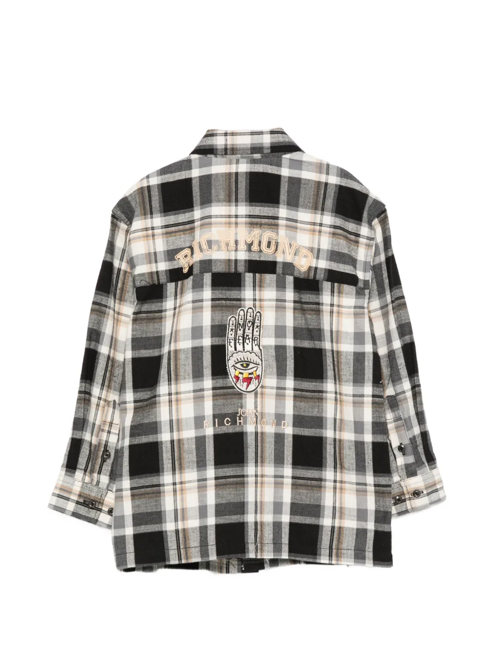 John Richmond Junior Geruit shirt met knoopsluiting Beige