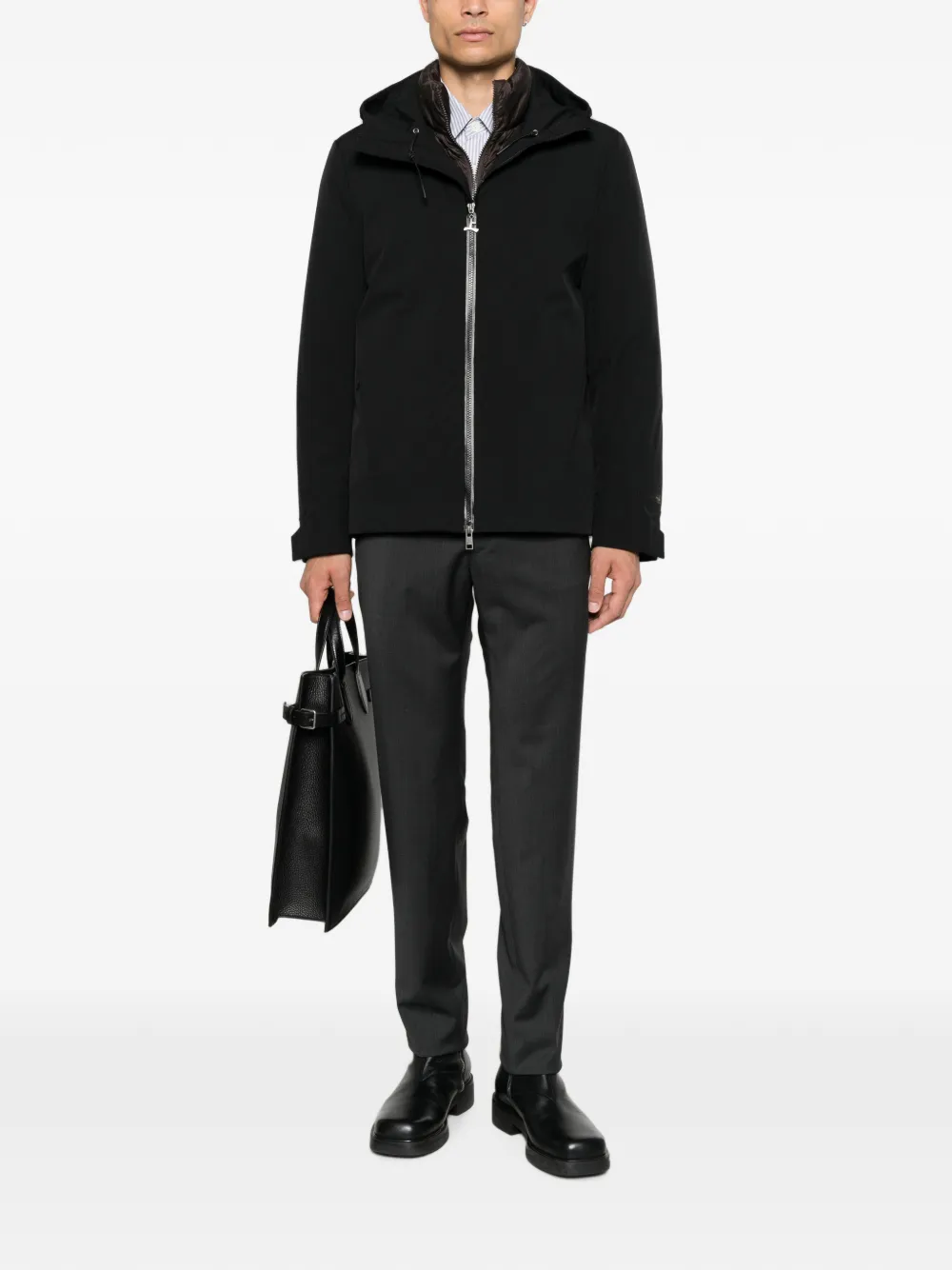 ON THE BUND Shortech jack met capuchon Zwart