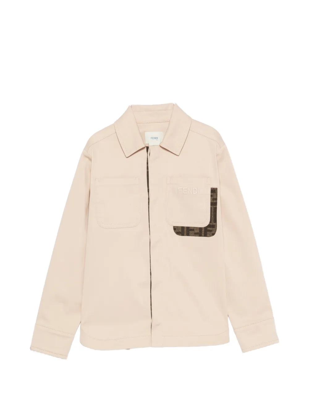 Fendi Kids FF-motif patch-pocket shirt - Toni neutri