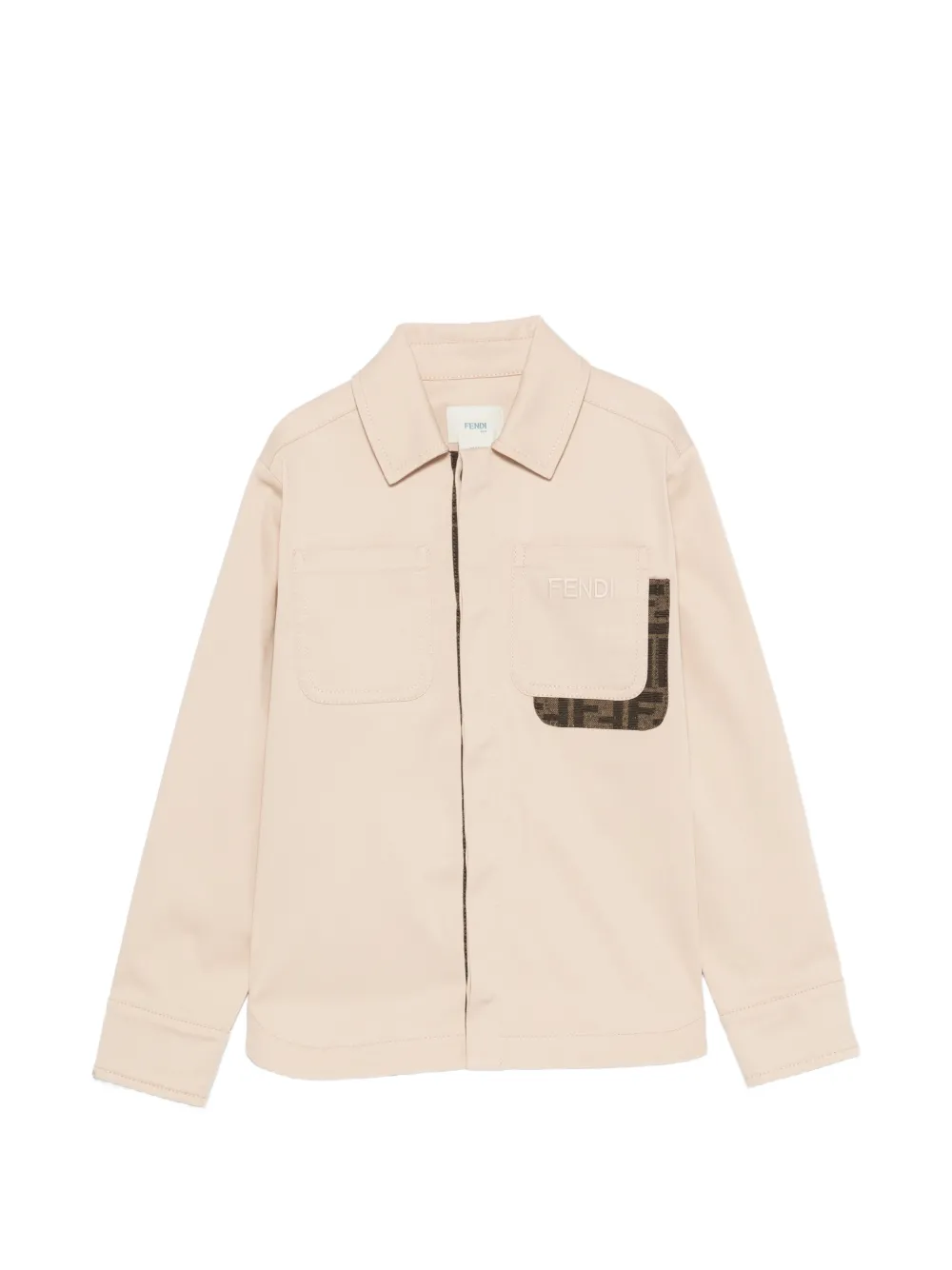 Fendi Kids FF-motif patch-pocket shirt - Toni neutri