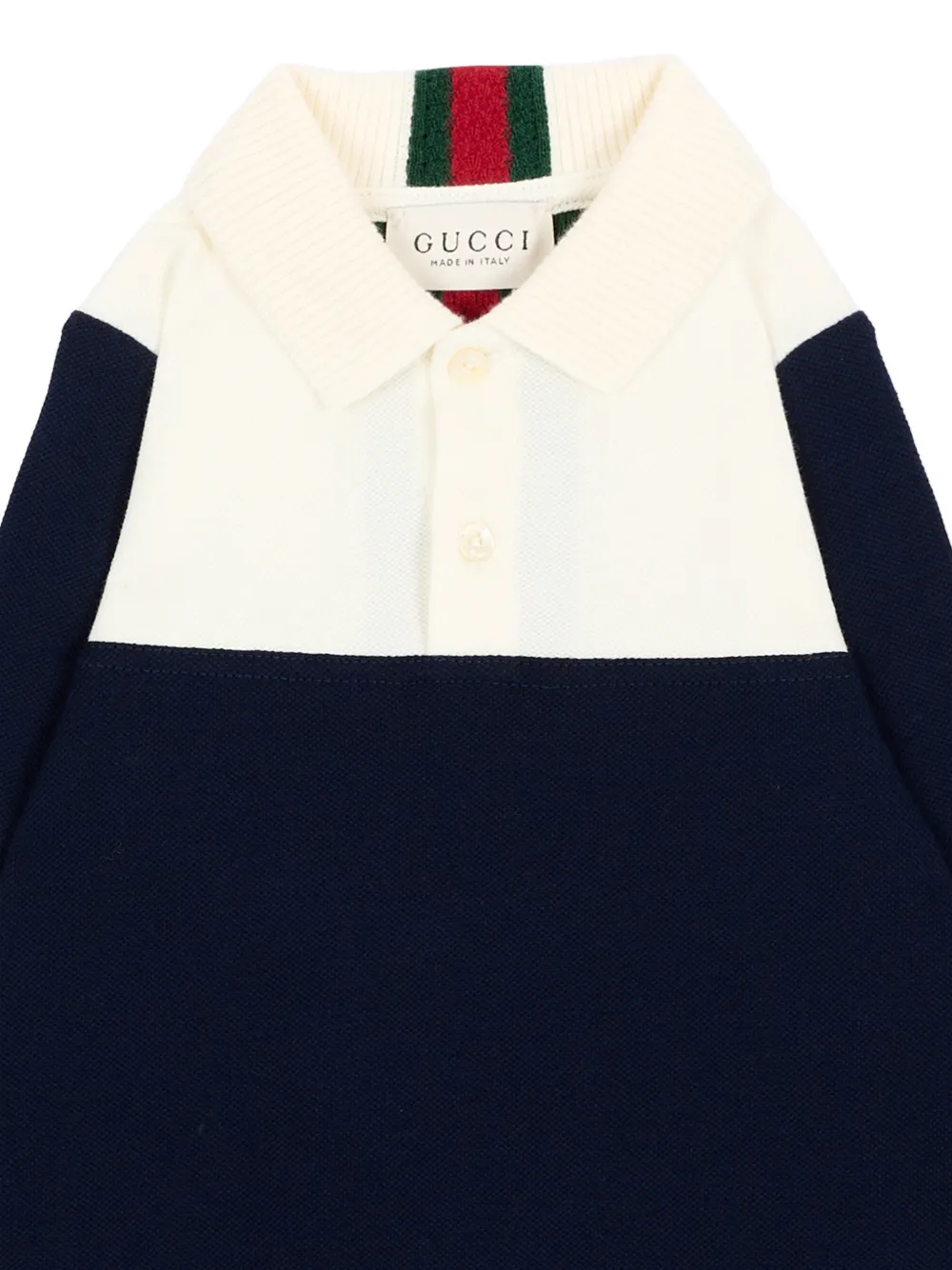 Gucci Kids Romper met Web-streep en vlakken Blauw