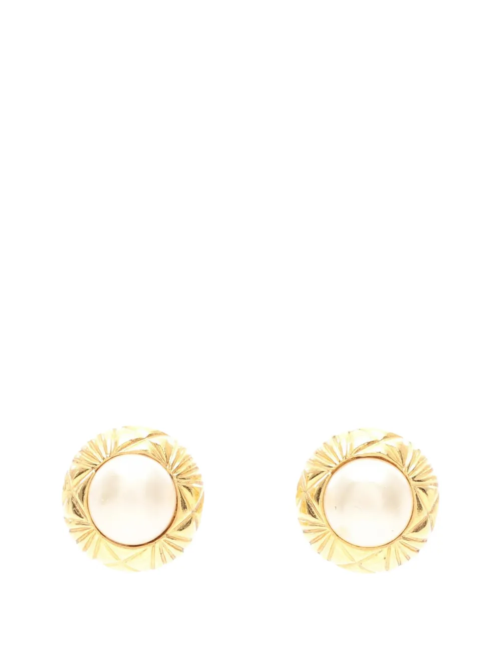 CHANEL Pre-Owned 1970-1980 Gold Plated Faux Pearl Clip on Earrings costume earrings - Oro