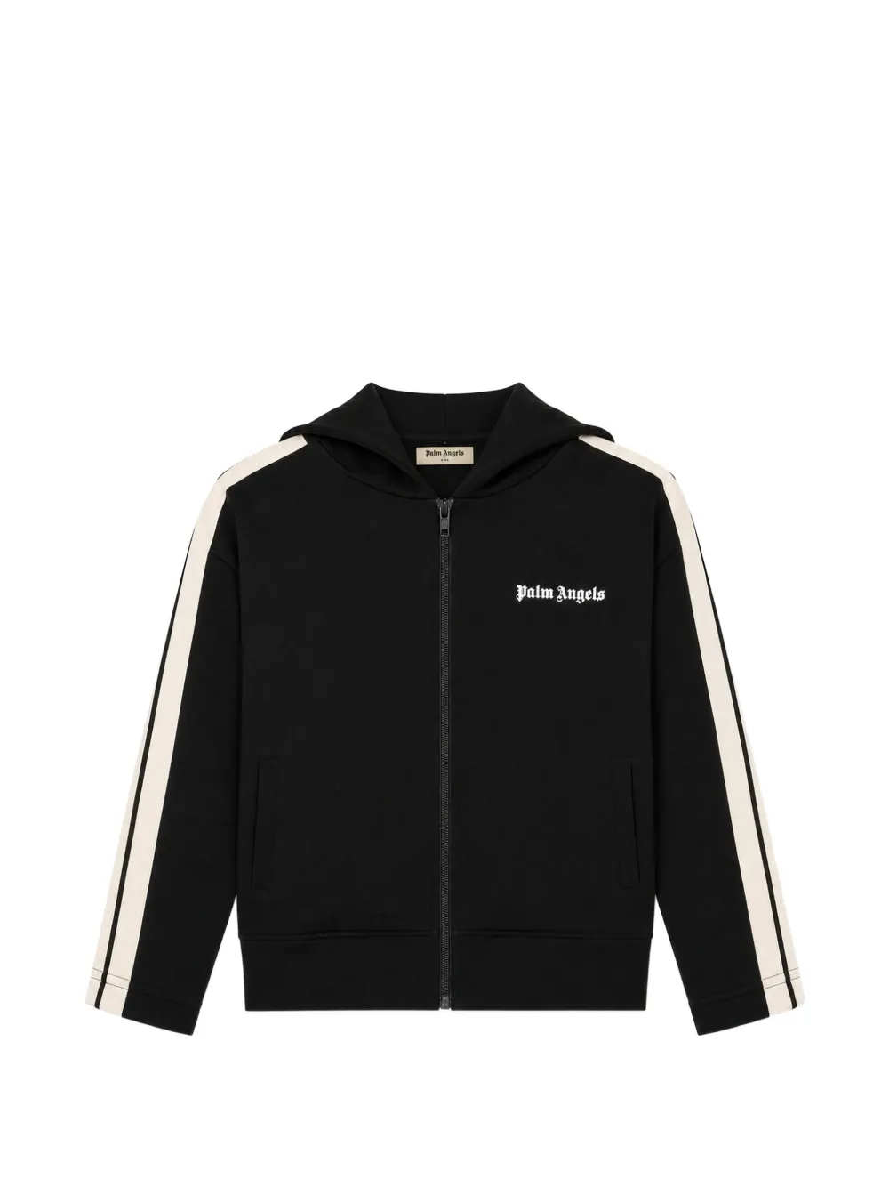 Palm Angels Kids side-stripe zip-up hoodie - Nero