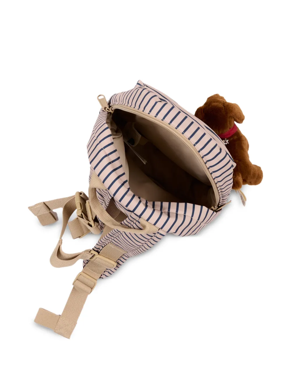 Konges Sløjd Nohr gestreepte mini-rugzak met hondenpatch Beige