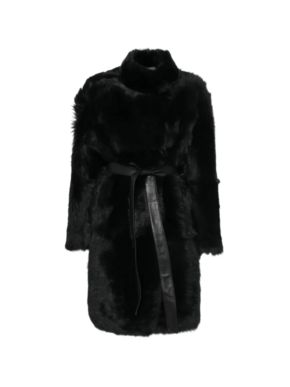 Yves Salomon belted lambskin coat - Schwarz